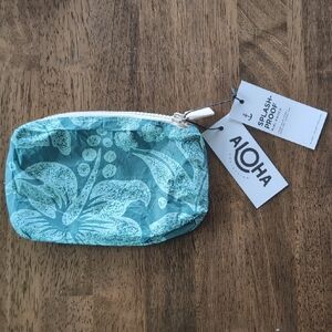 NWT ALOHA Collection Teal Floral Pouch